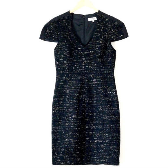 Tibi Dresses & Skirts - Tibi Womens Dress Cap Sleeve Black Gold Metallic
